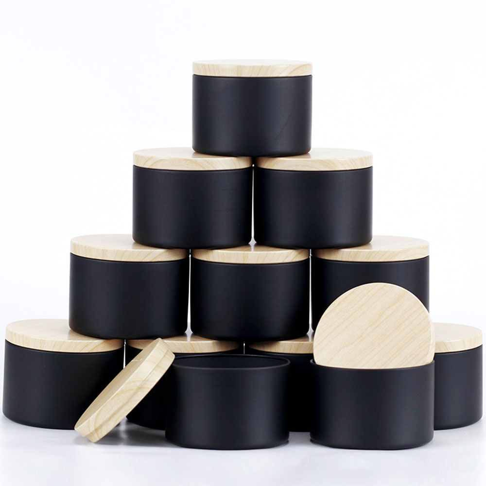 Candle Making Jars With Lids - 24 ชิ้น 4 ออนซ์สีดําเทียน, รอบโลหะเทียนกระป๋องพร้อมฝาปิด, ใช้สําหรับ