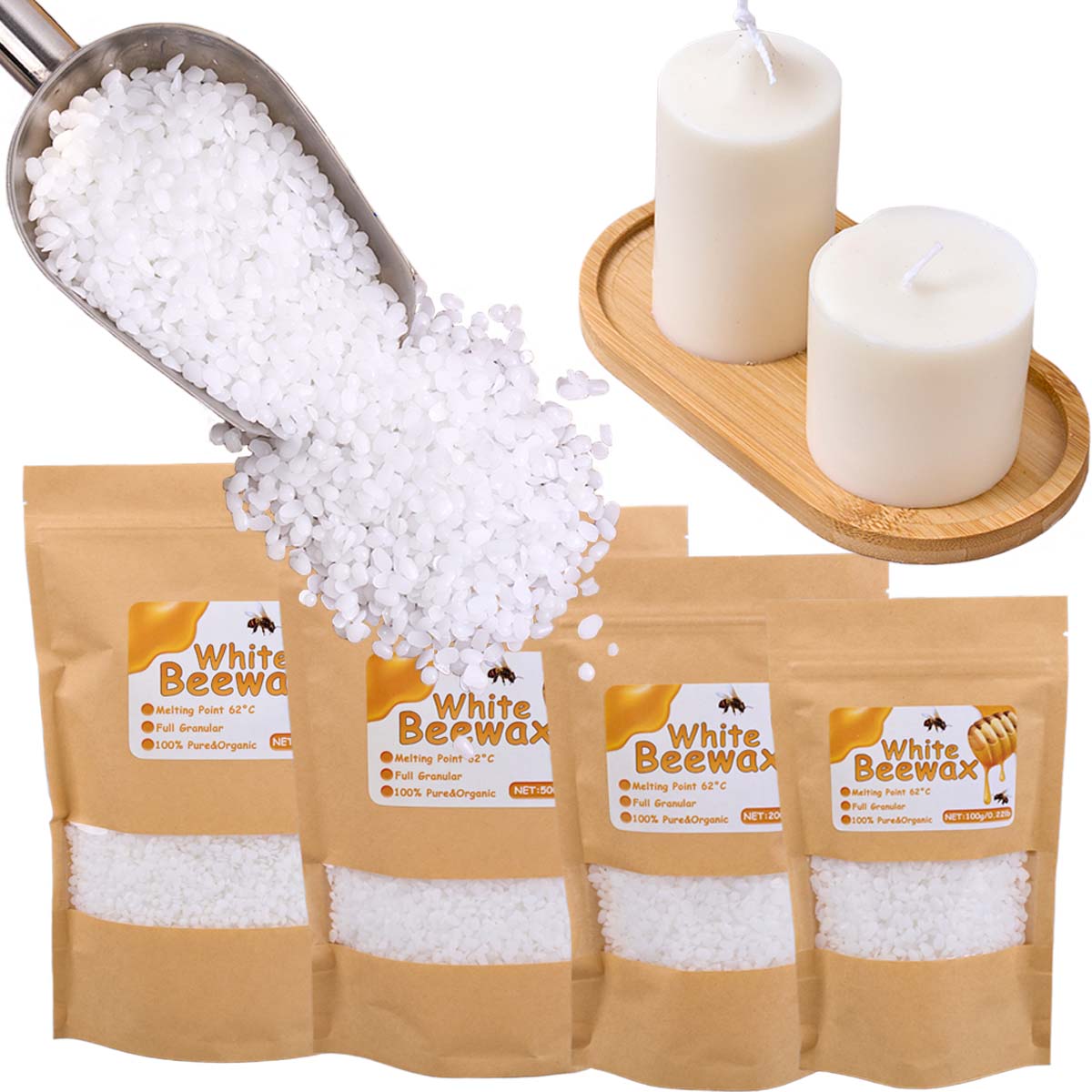 Candle Making Scents - ขี้ผึ้งสีขาวธรรมชาติบริสุทธิ์เม็ดเทียนหอมวัสดุ DIY ของขวัญแฮนด์เมดขี้ผึ้งไม่มีควันวัสดุทำหัตถกรรมเครื่องมือ