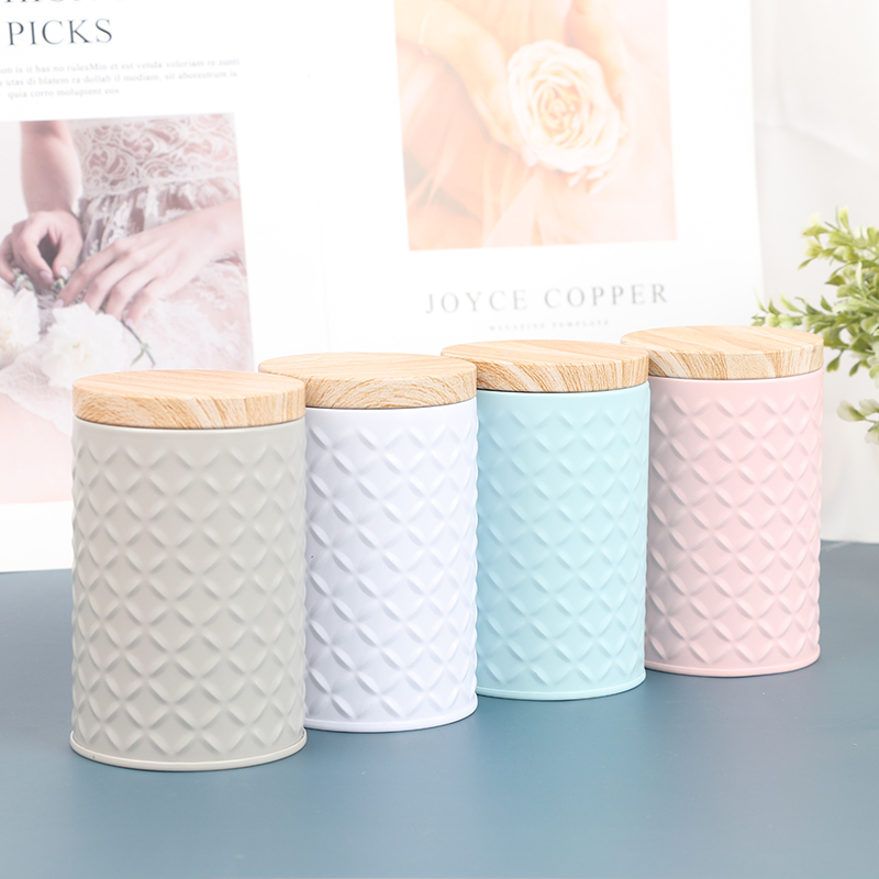 Candle Making Jars With Lids - รอบที่ว่างเปล่ากล่องเหล็กไม้ Grain ฝาปิดกล่องเก็บของ Candy Diy เทียน