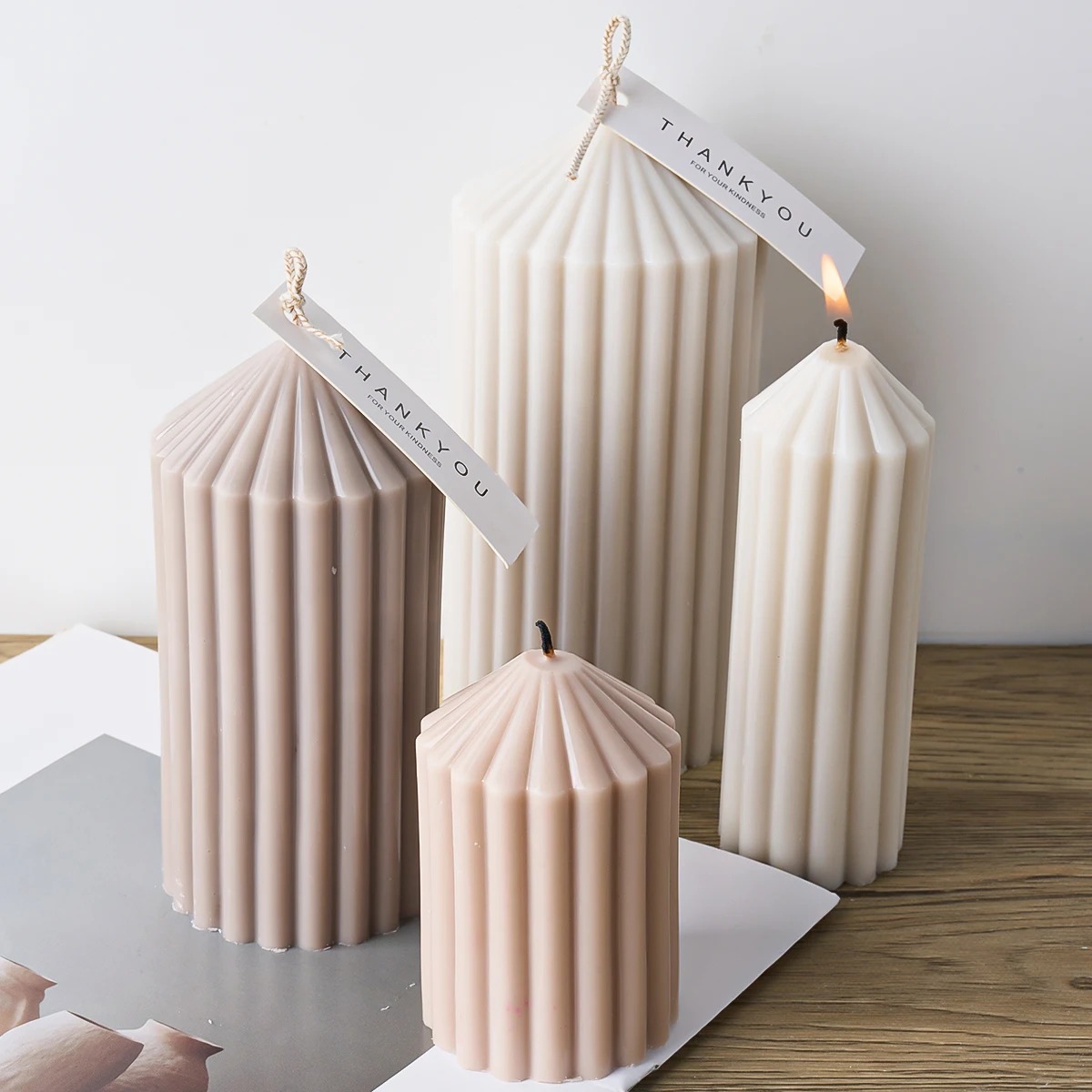 Candle Making Activity - เพียงสไตล์ทรงกระบอกเทียนแม่พิมพ์ซิลิโคน DIY Aromath เทียนสบู่ทําแม่พิมพ์เรซิน 3D ปูนปลาสเตอร์