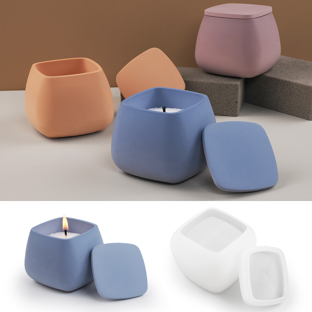 สแควร์เทียน Jar แม่พิมพ์ซิลิโค - Candle Making Jars With Lids บทวิจารณ์และราคา