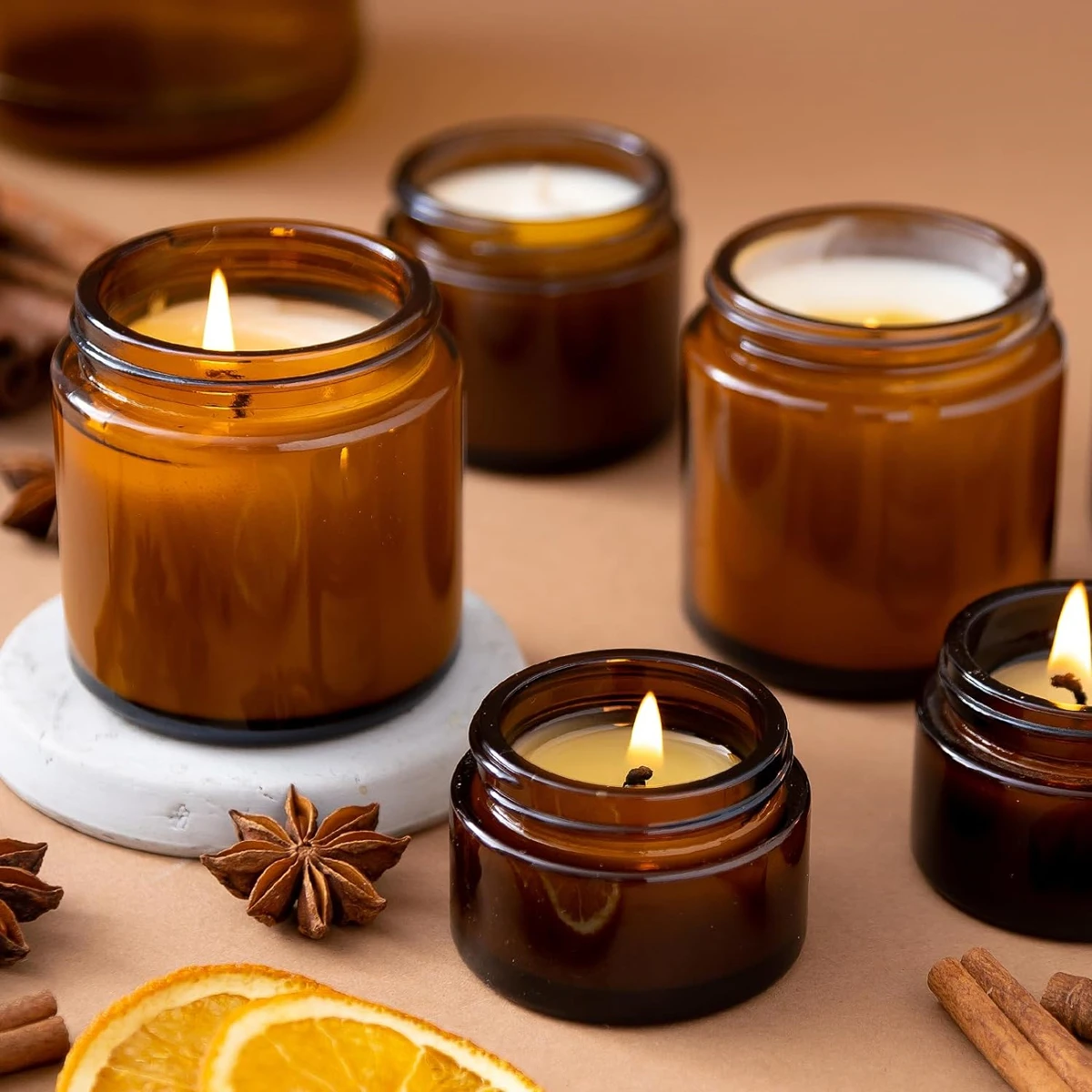 ขวดแก้วใส่เทียน, ขวดแก้วทรงกลม - Candle Making Jars With Lids บทวิจารณ์และราคา