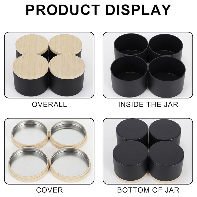 กระป๋องเทียนสีดำขนาด 4 ออนซ์ 2 - Candle Making Jars With Lids บทวิจารณ์และราคา